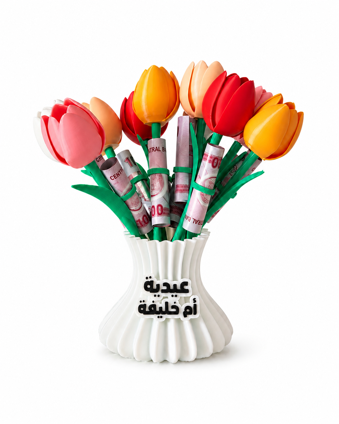 Eidiya tulips with customized vase (10 tulips.)